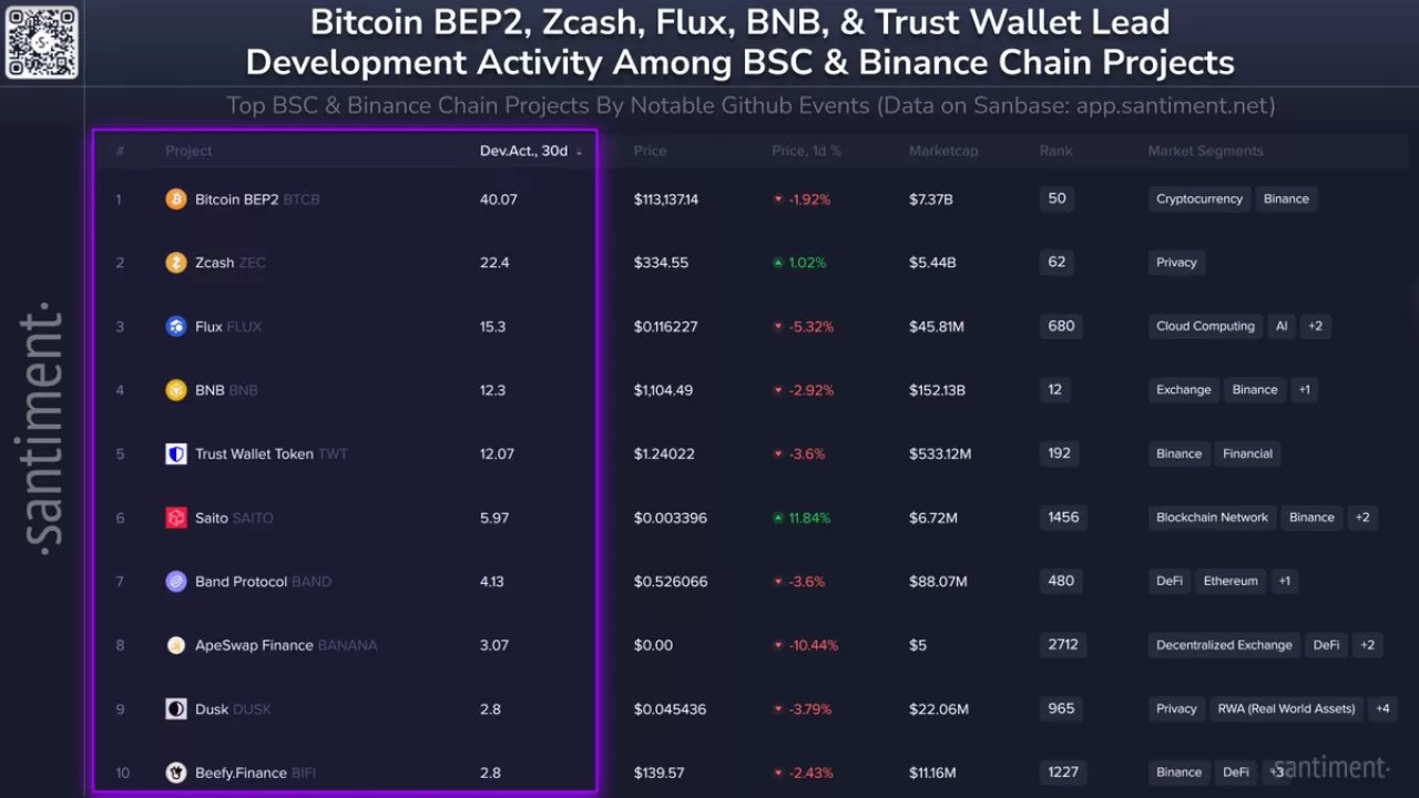 Binance Smart Chain'de Geliştirme Faaliyeti En Yüksek 10 Proje Açıklandı