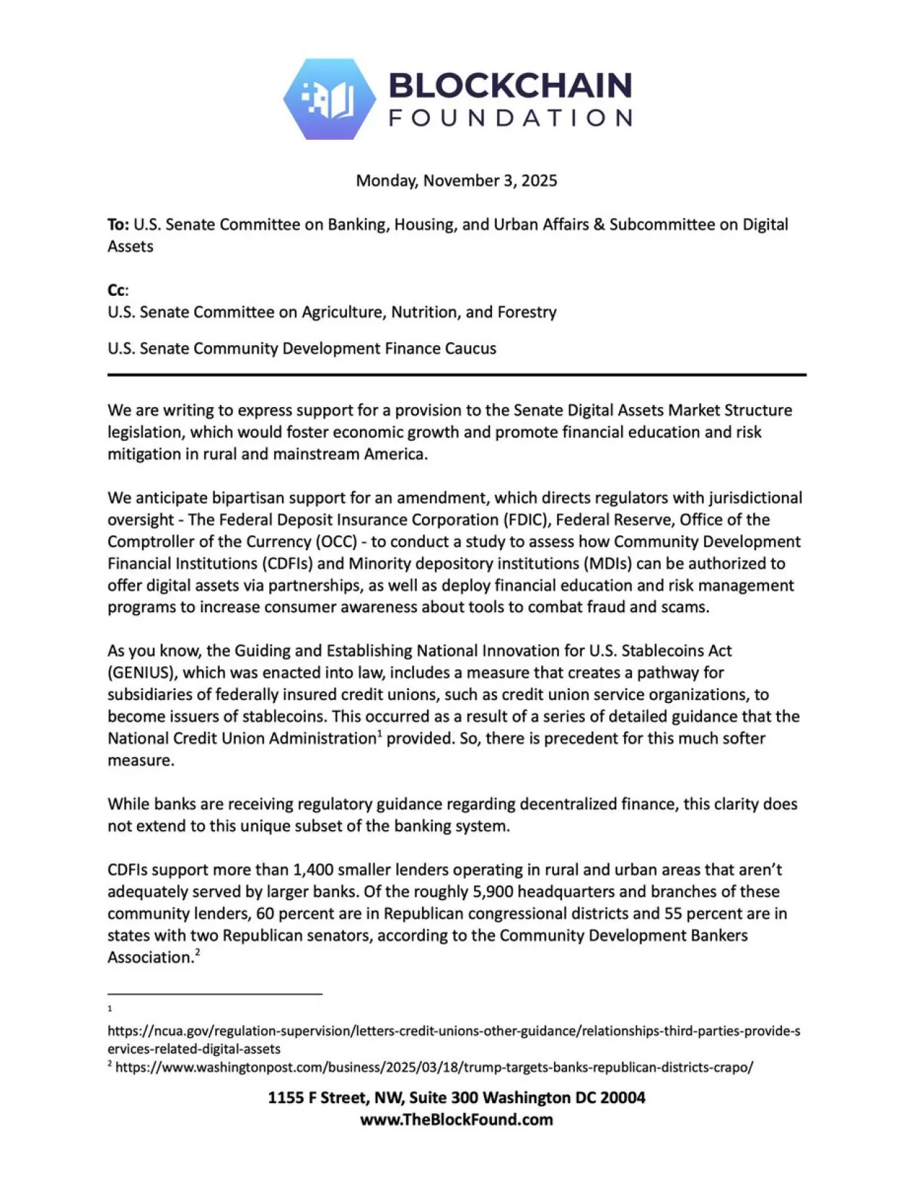 CDFI'ler ve MDI'ler için Dijital Varlık Düzenlemesi Talebi