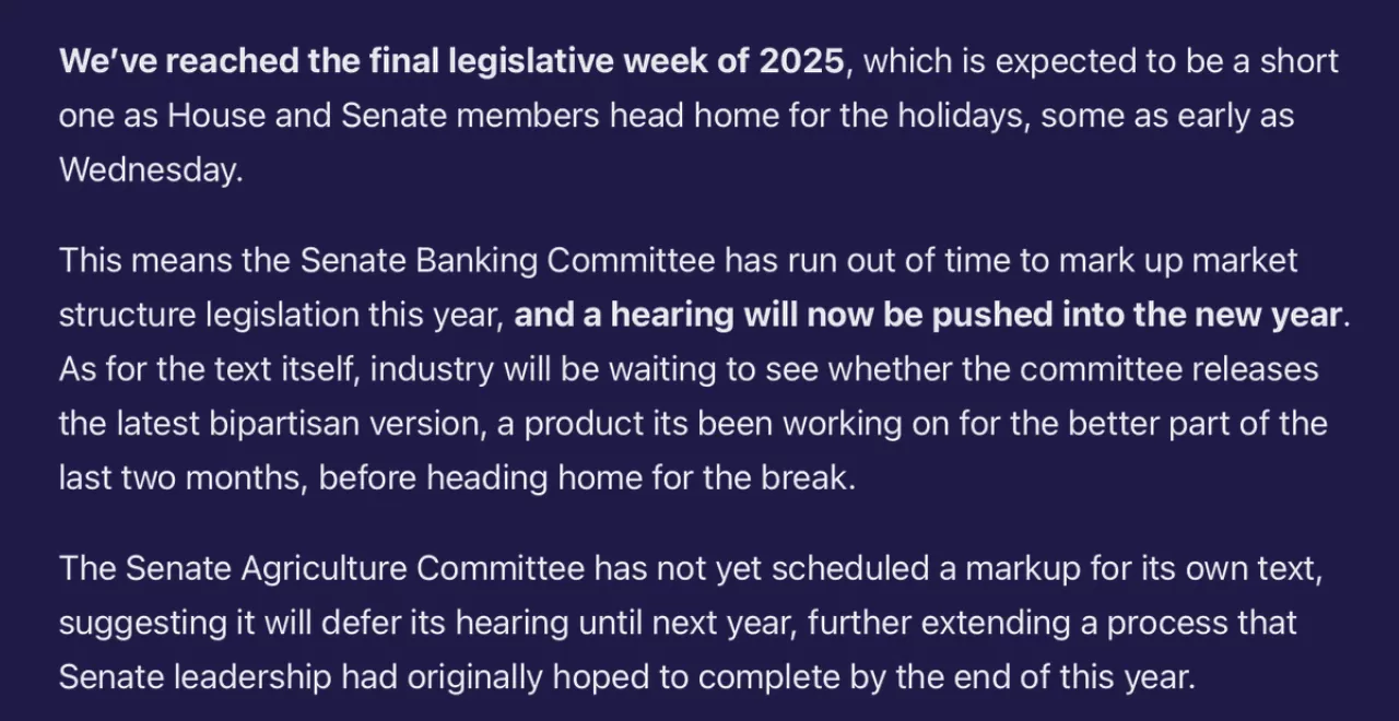 ABD Senatosu Kripto Piyasası Düzenleme Görüşmelerini 2026'ya Erteleme Kararı Aldı