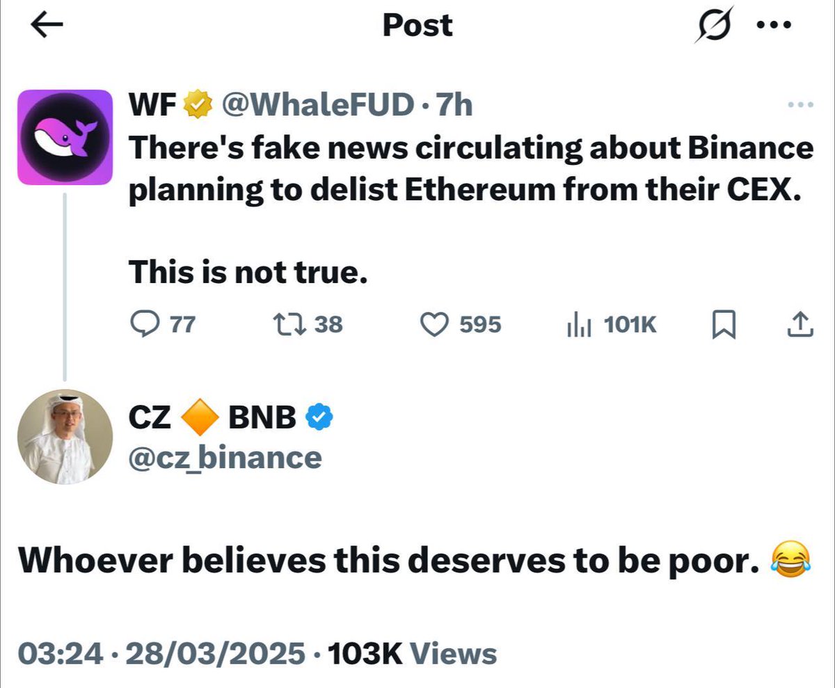 Binance CEO'su CZ, Delist İddialarını Yalanladı