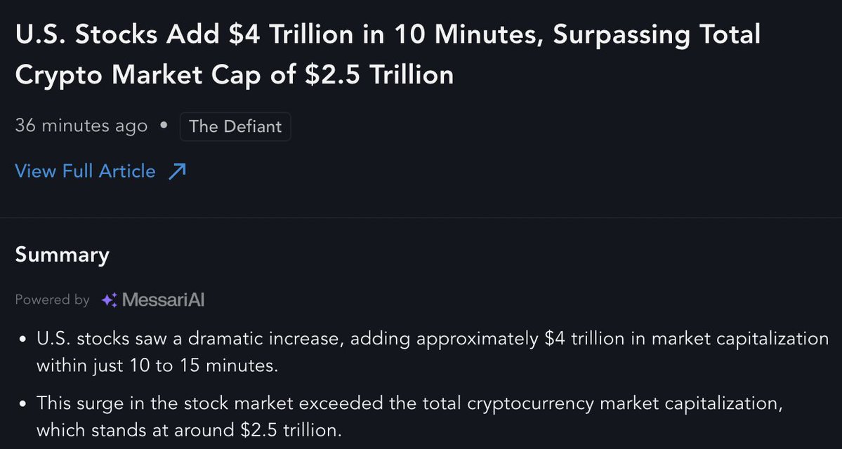 ABD Borsaları Kısa Sürede 4 Trilyon Dolar Değer Kazandı, Kripto Piyasasını Geride Bıraktı
