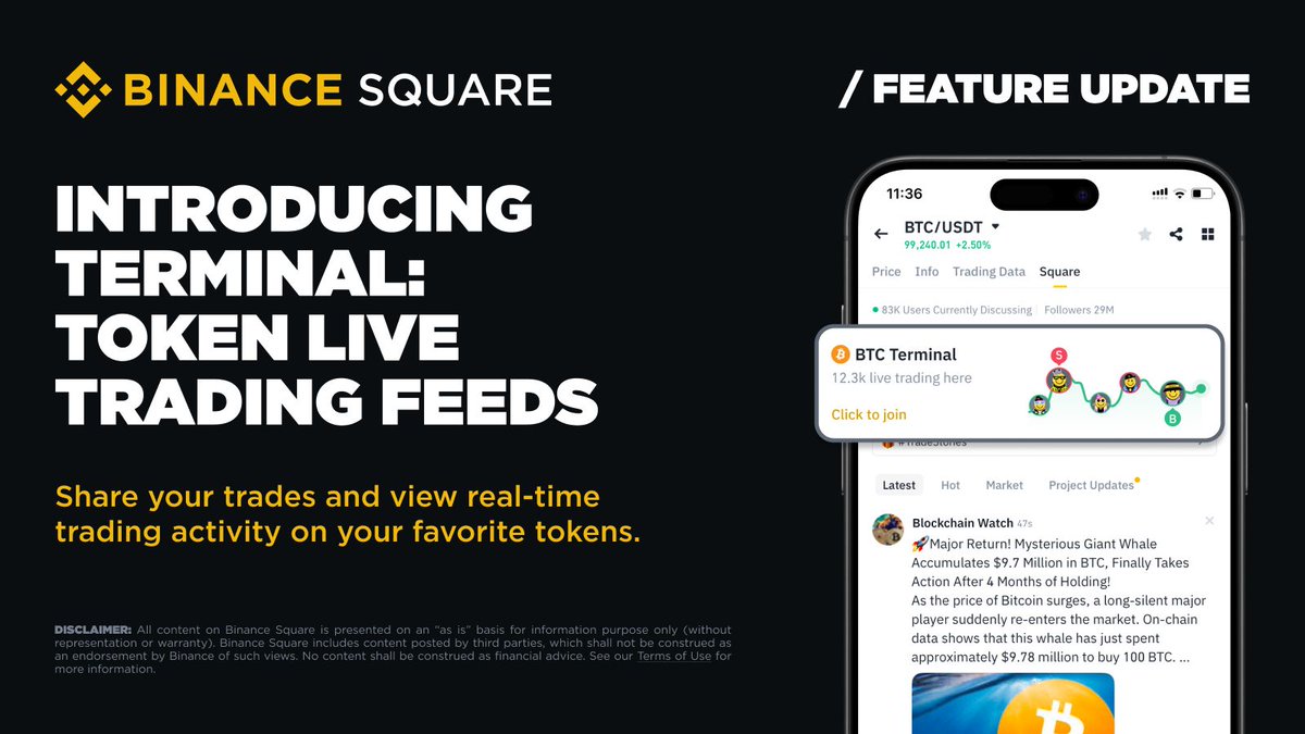 Binance Square'da Terminal ile Canlı Token Takasları Başladı