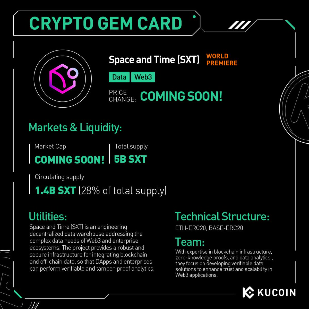 Space and Time (SXT) Token KuCoin'de İşlem Yapmaya Başladı