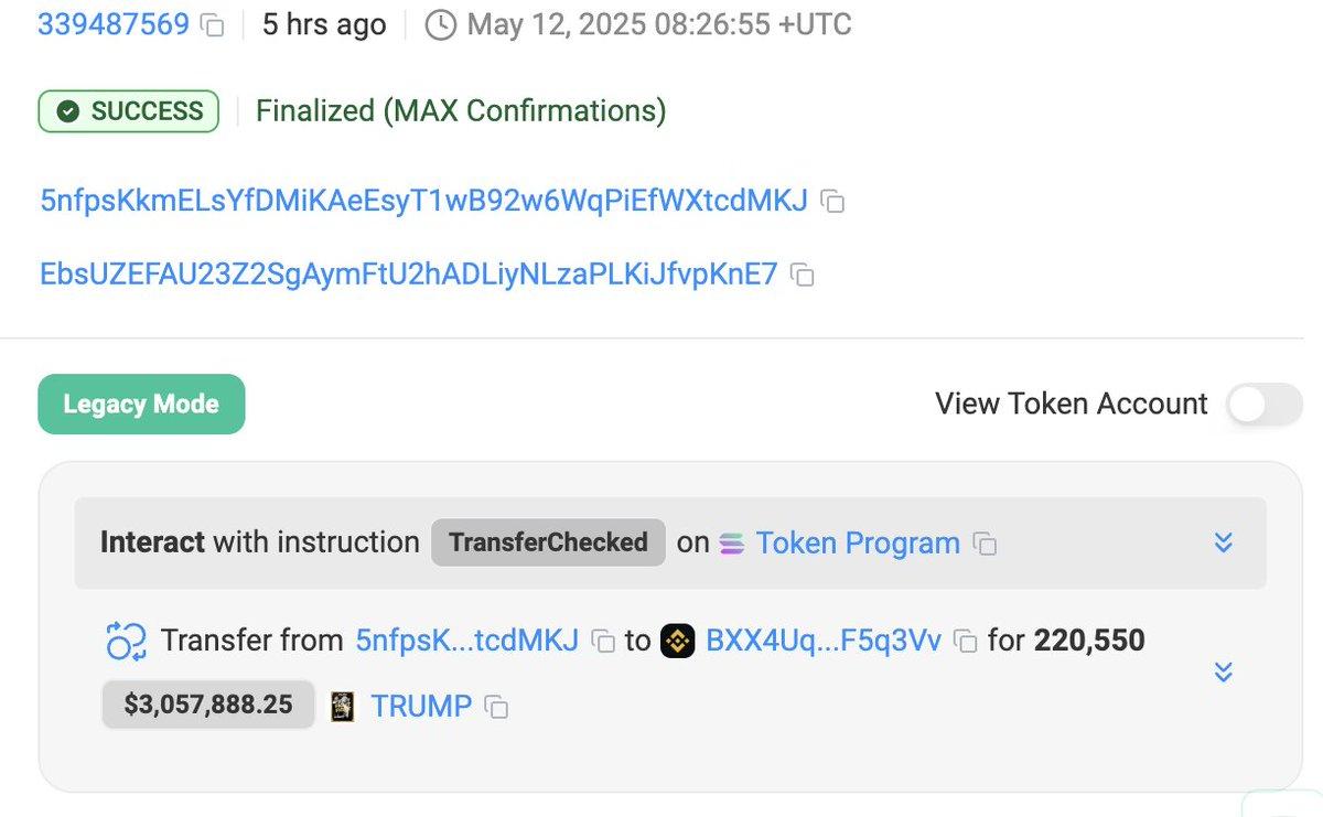 Galaxy Digital, 3.08 Milyon Dolarlık TRUMP Token'larını Binance'e Aktardı