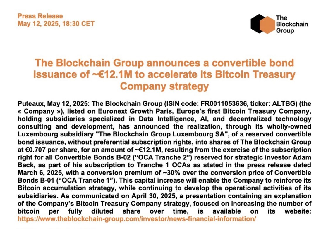 Fransa'dan Blockchain Grubu, Bitcoin Rezervini Genişletmek İçin 12,1 Milyon Euro Toplama Planı