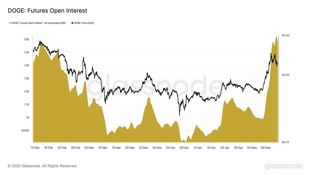 Dogecoin'deki Fiyat Düşüşüne Rağmen Türev Piyasasındaki Açık Pozisyonlar Artmaya Devam Ediyor