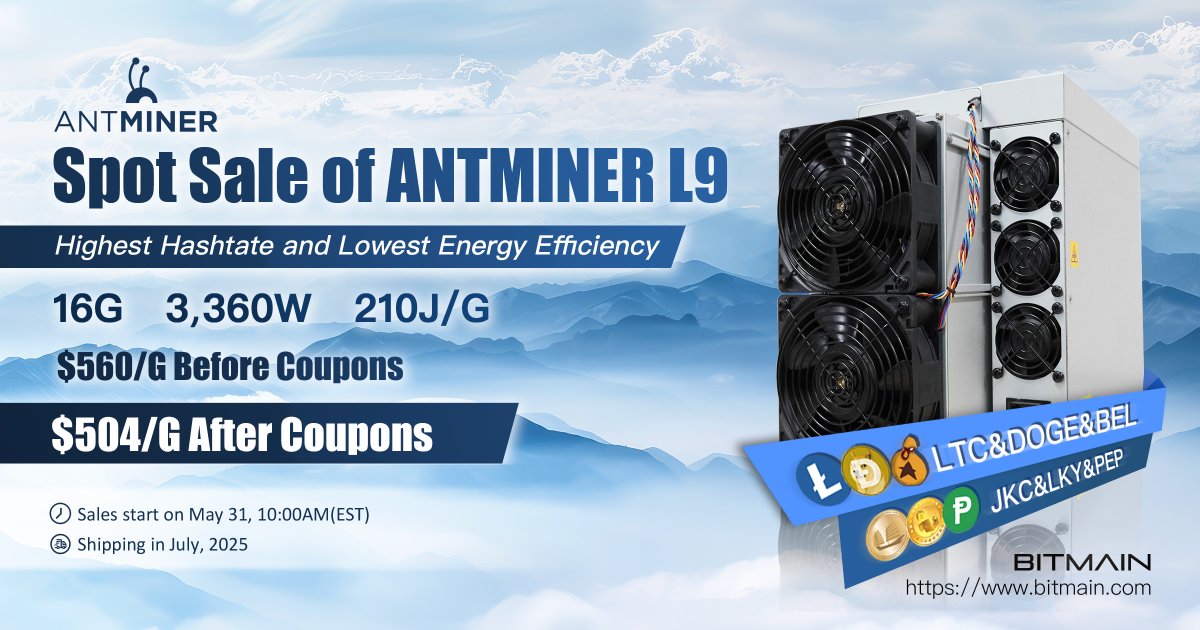 ANTMINER L9: Yüksek Hashrate'li Çoklu Para Birimi Madenciliği Başlıyor